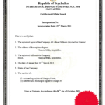 Certificate of Official Search
