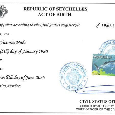 Birth Certificate Seychelles